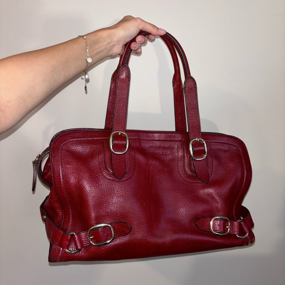 Vintage red leather Burberry bag